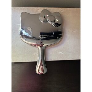 Sanrio Hello Kitty Metallic Silver Hand Mirror Faceted Bow Collectible 2010